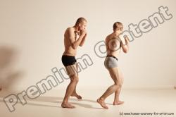 Underwear Martial art Man - Man White Moving poses Slim Short Blond Dynamic poses Academic